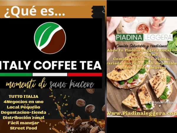 4 negocios en uno, Bebidas calientes y frias, Cafe, te, etc, Franquicia Italy Coffee Tea Store.